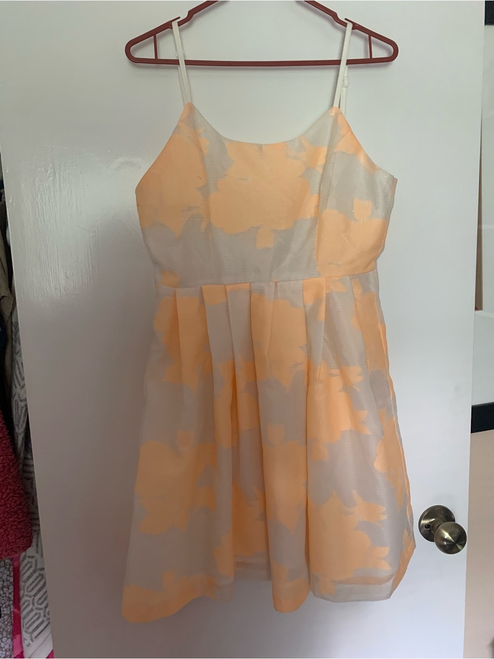 Jealous Tomato Peach and Cream Floral Spaghetti-Strap Dress